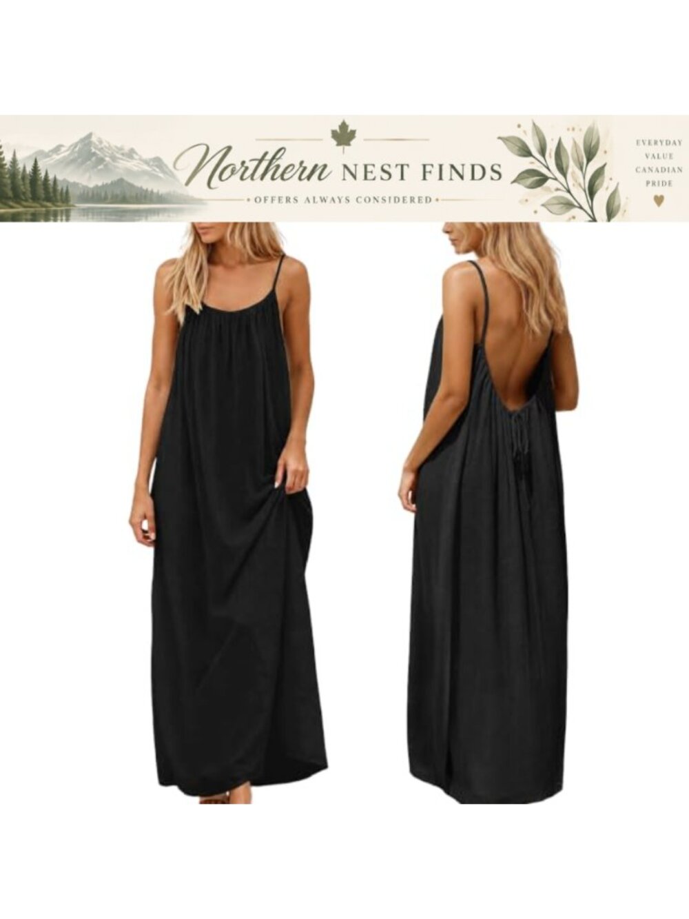 Backless Cami Maxi Dress Sleeveless A-Line Sundress Women Summer